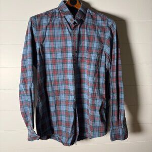 Polo Ralph Lauren 100% Cotton Stretch Classic Fit Blue...Plaid Long Sleeve Sz L